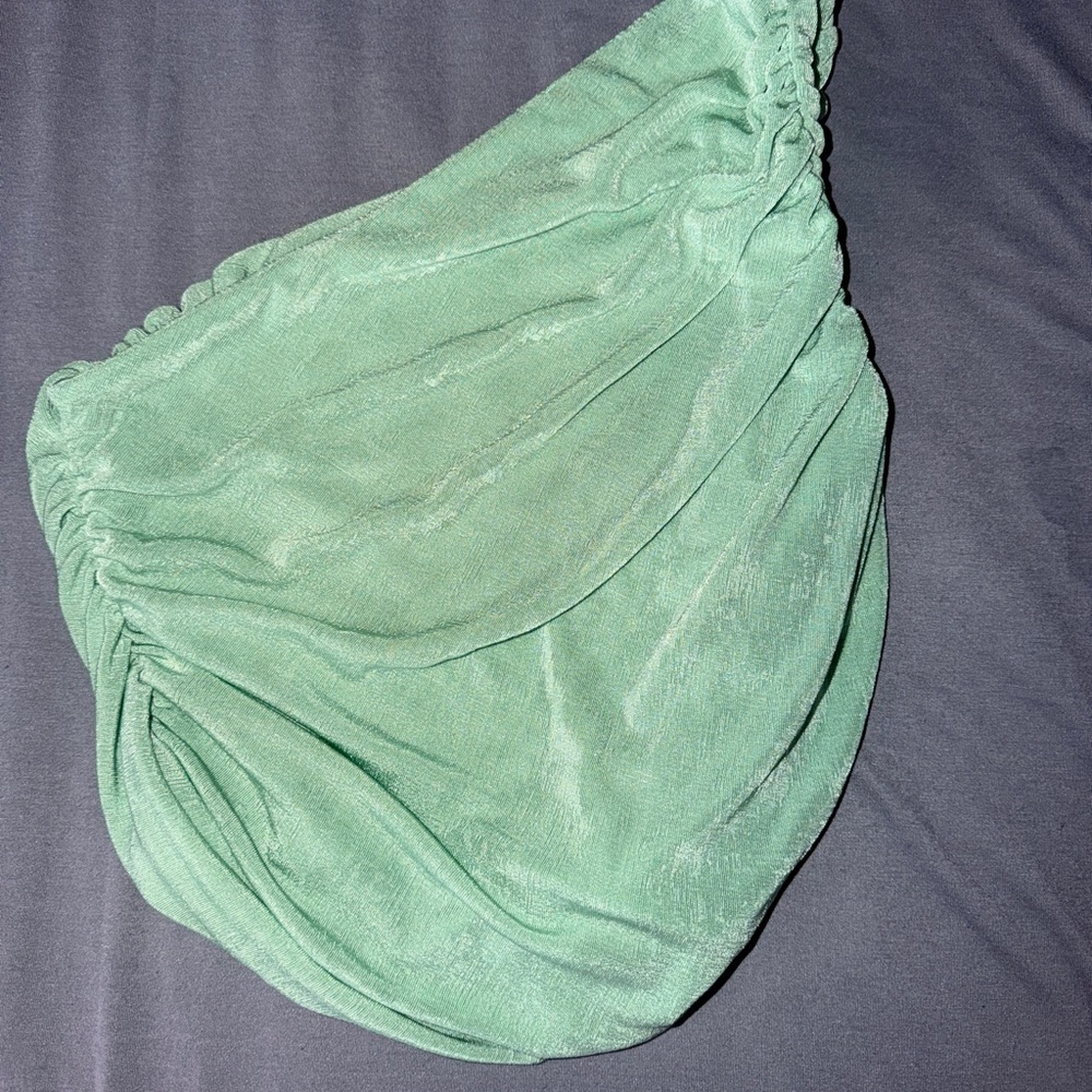 Mint Green One-Shoulder Crop Top